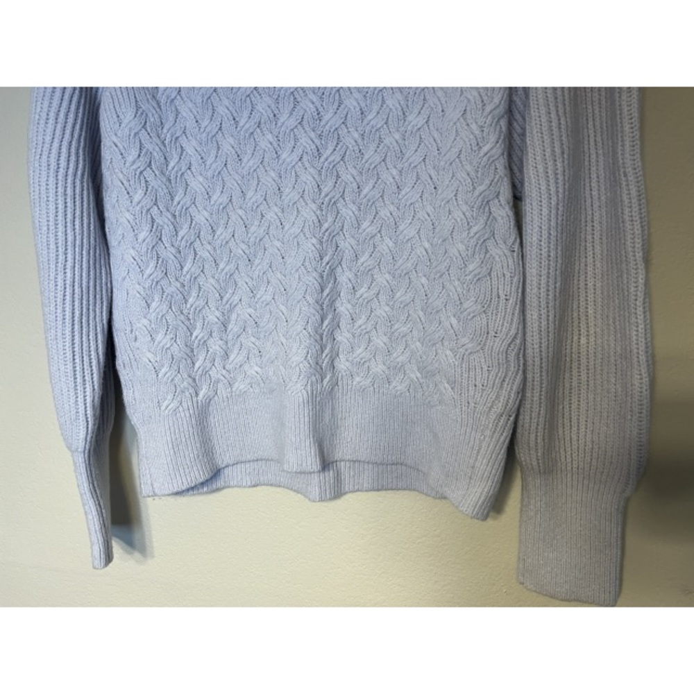 REBECCA TAYLOR La Vie lilac purple cable knit wool crewneck sweater L - Picture 4 of 11
